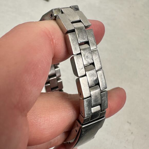 Fossil Watch Womens 25mm Pave Bezel Date Silver Tone 6" Quartz New Battery - Picture 7 of 12